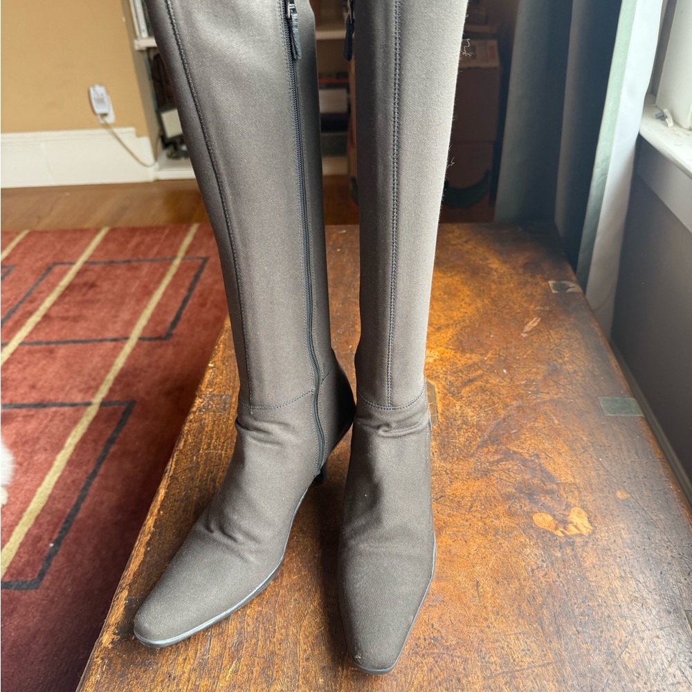 Prada Chocolate Brown Stretch Knee-High Boots - Picture 5 of 5